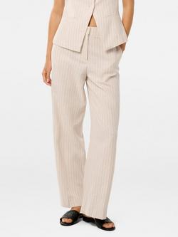 Forever New Blake Cotton Blend Wide Leg Trousers, Neutral Co-ord
