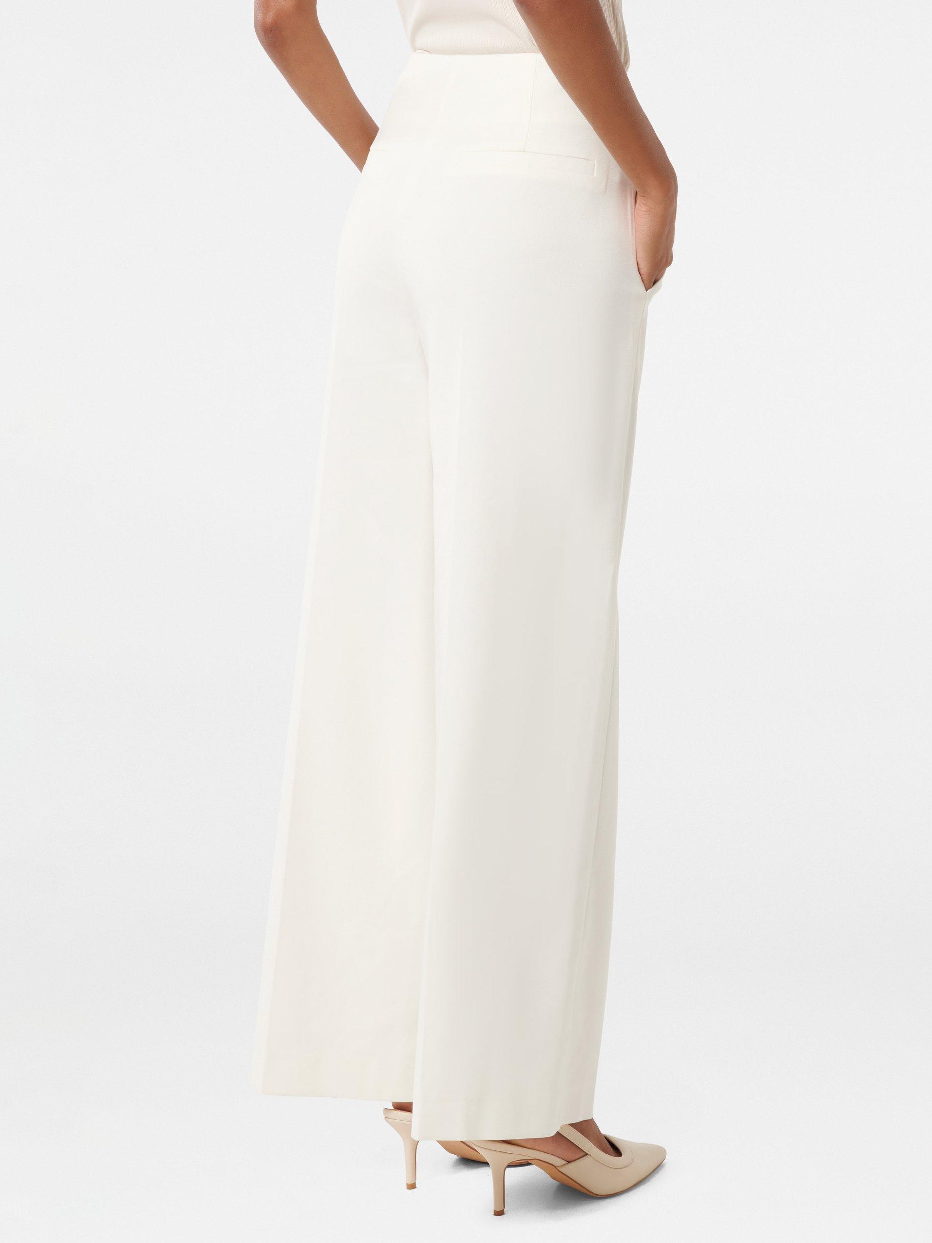 Product image 2 of 5, which shows Forever New Frieda Petite Wide Leg Trousers, Porcelain, 4