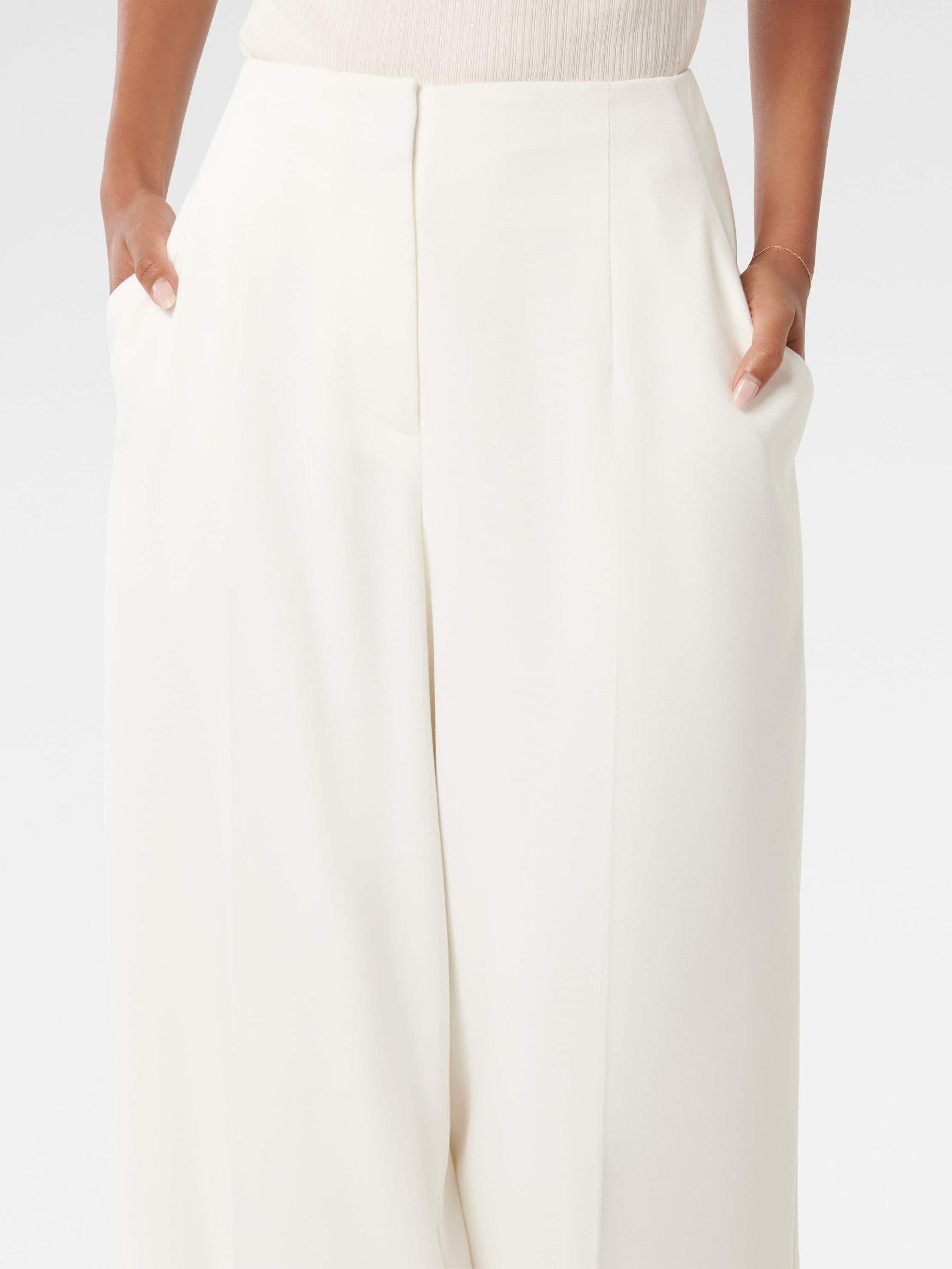 Product image 4 of 5, which shows Forever New Frieda Petite Wide Leg Trousers, Porcelain, 4