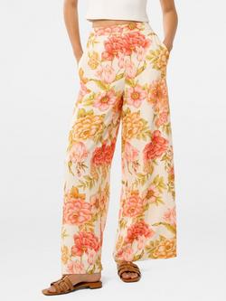 Forever New Ingrid Wide Mid Leg Floral Viscose Trousers, Multi