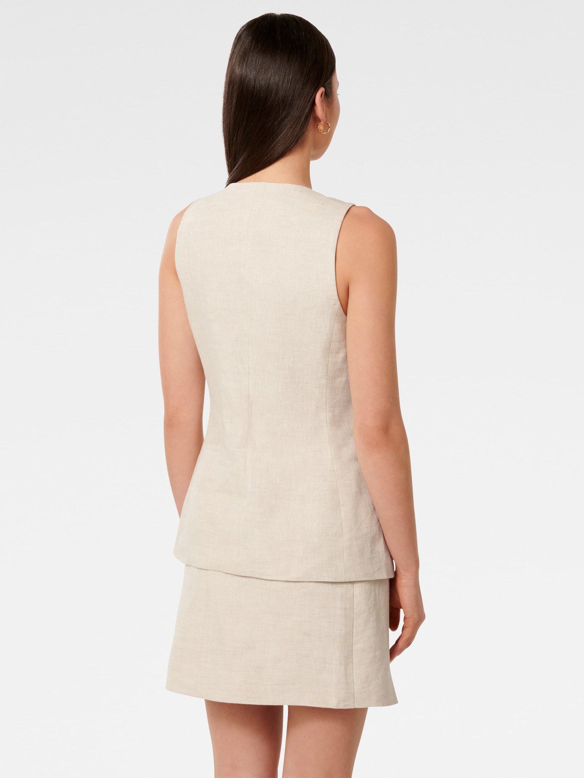 Product image 2 of 5, which shows Forever New Alexa Pure Linen Waistcoat, Natural Suit, 4