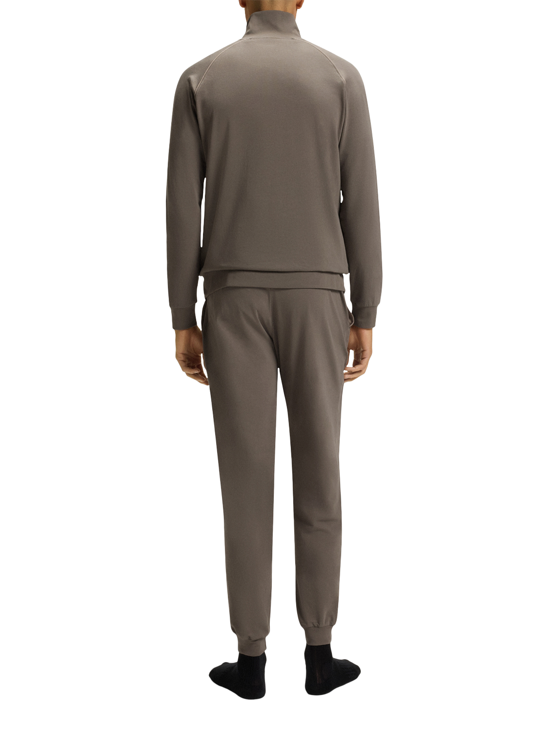 Product image 2 of 5, which shows HUGO BOSS BOSS Zip Front Cotton Blend Pyjama Top, Medium Brown, L
