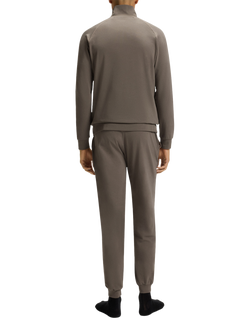 HUGO BOSS BOSS Zip Front Cotton Blend Pyjama Top - view 2, Medium Brown