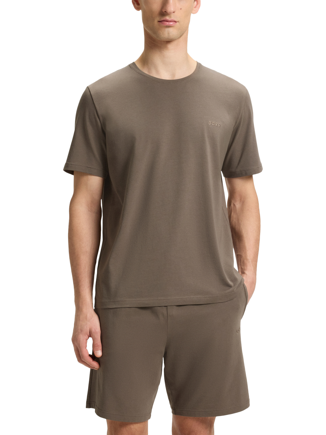 Product image 1 of 5, which shows HUGO BOSS BOSS Logo Cotton Blend T-Shirt, Medium Brown, M