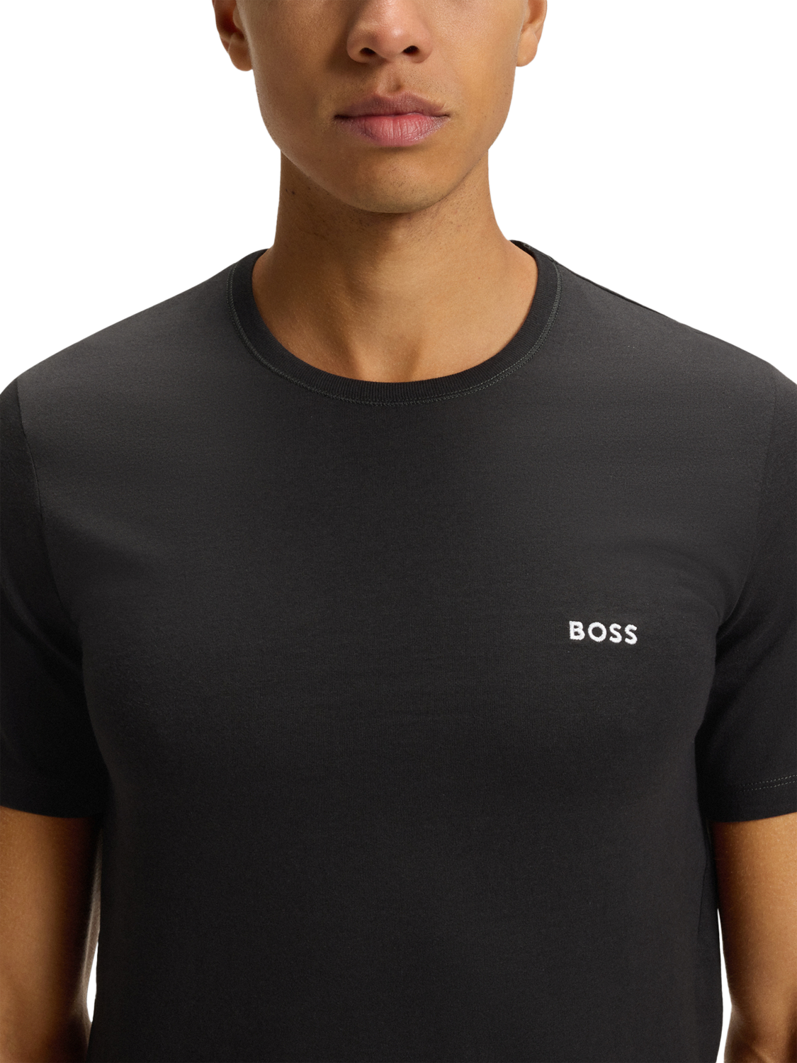 Product image 5 of 5, which shows BOSS Embroidered Logo Cotton Short Sleeve T-Shirt, Pack of 3, Multi, L