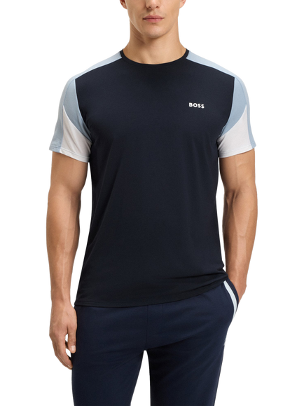 HUGO BOSS BOSS Balance Cotton Blend Pyjama Top, Dark Blue, Dark Blue