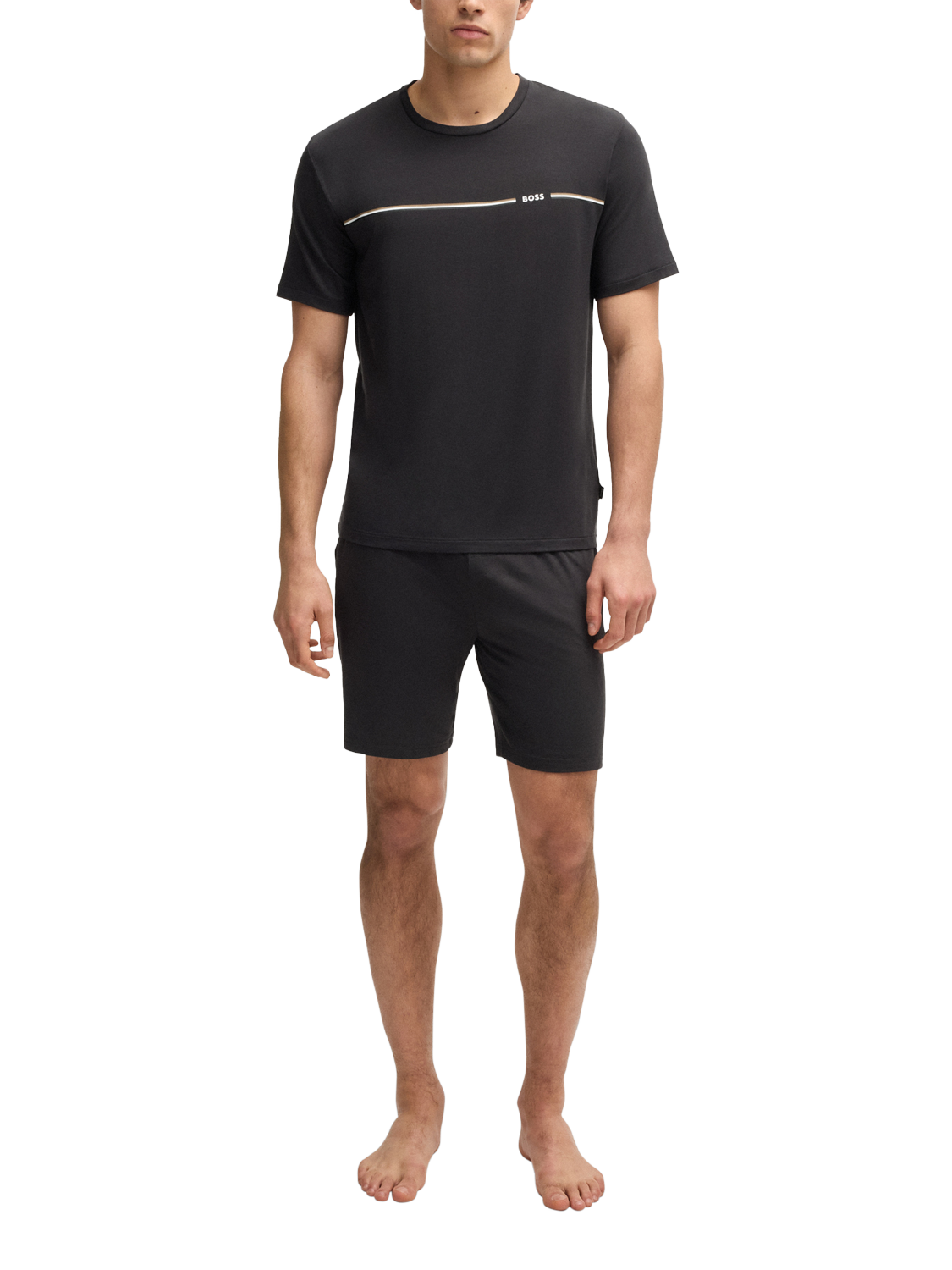 Product image 3 of 5, which shows HUGO BOSS BOSS Logo Stripe Pyjama Set, Dark Grey, L