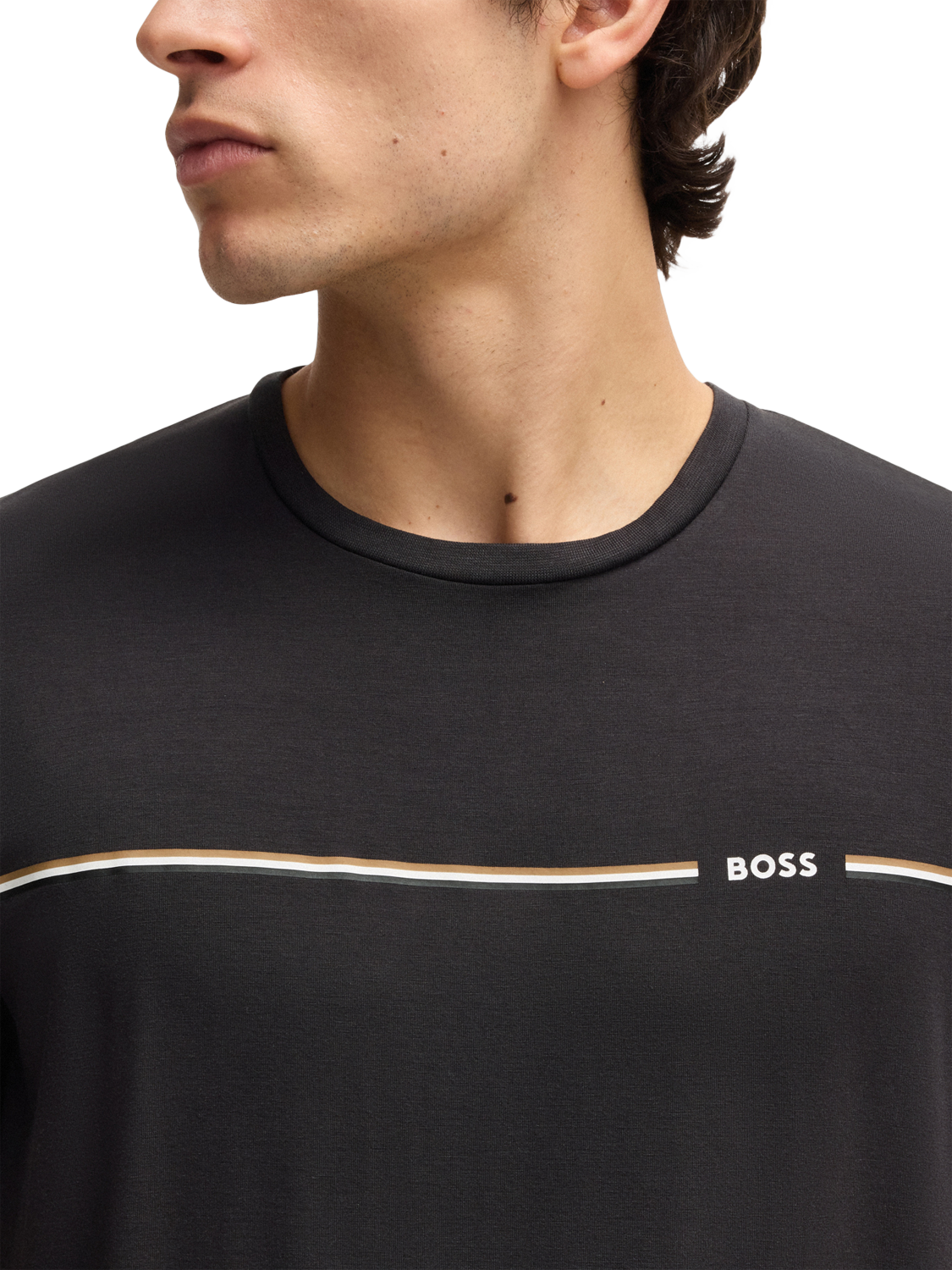 Product image 5 of 5, which shows HUGO BOSS BOSS Logo Stripe Pyjama Set, Dark Grey, L