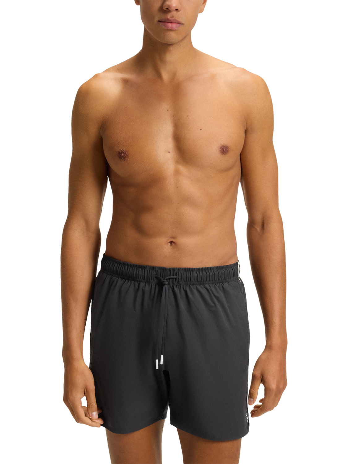 Product image 1 of 4, which shows BOSS Side Seam Stripe Swim Shorts, Dark Grey, XXL