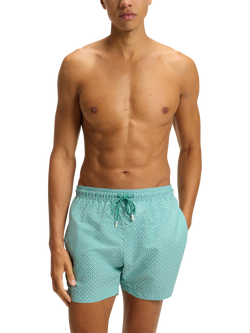 BOSS Geometic Swim Shorts, Bright Green, Bright Green