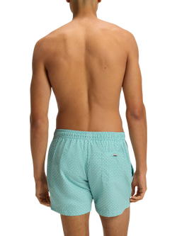 BOSS Geometic Swim Shorts, Bright Green - view 2, Bright Green
