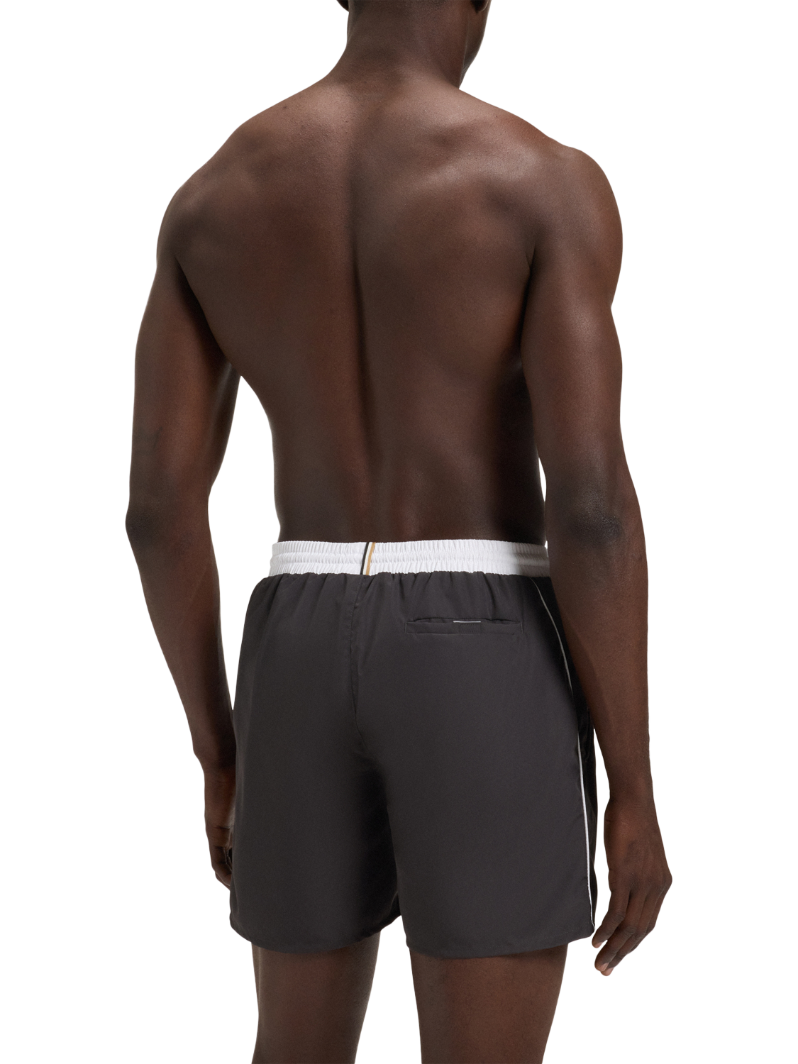 Product image 2 of 4, which shows BOSS Contrast Waistband Swim Shorts, Dark Grey, L