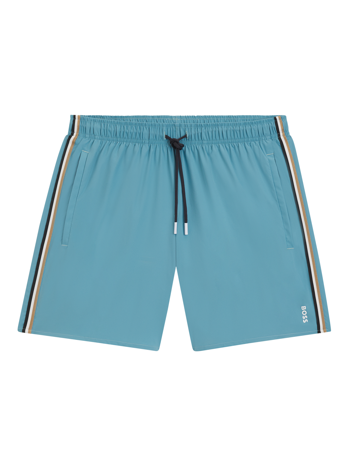 Product image 3 of 4, which shows BOSS Signature Stripe Swim Shorts, Light Blue, S