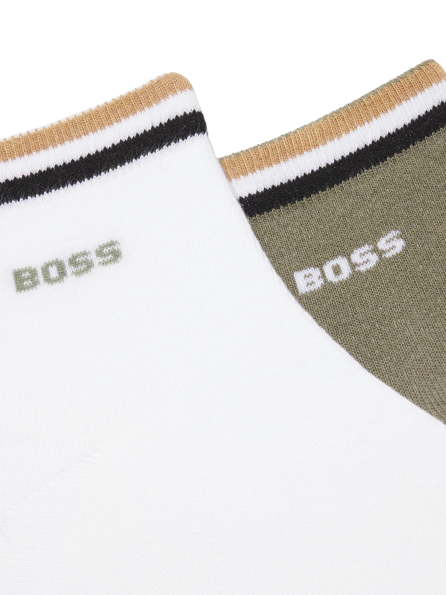 Product image 3 of 3, which shows HUGO BOSS BOSS Logo Cotton Blend Ankle Socks, Pack of 2, Green/Multi, 5-8.5