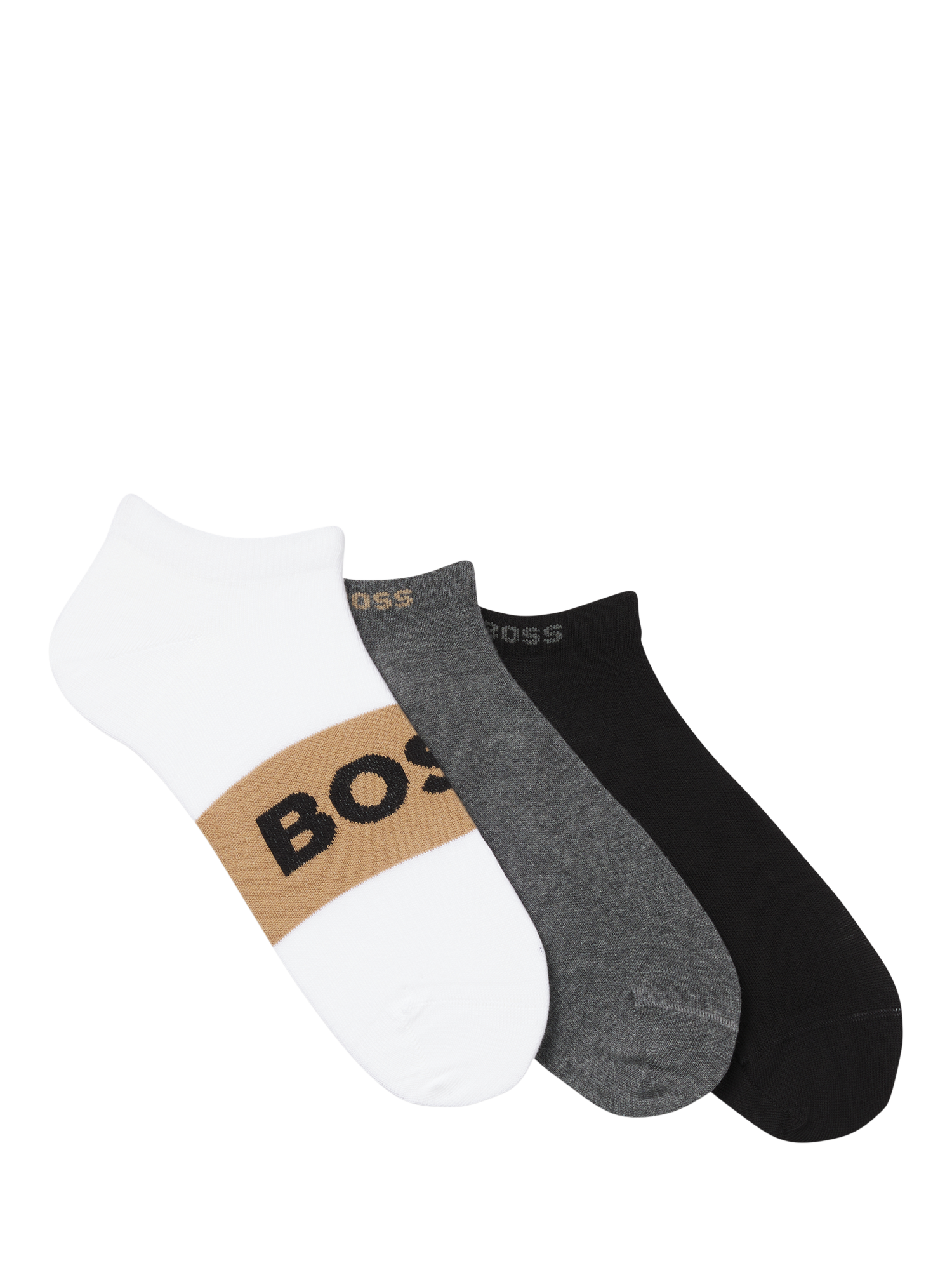 Product image 1 of 3, which shows HUGO BOSS BOSS Cotton Blend Ankle Socks, Pack of 3, Multi, 5-8.5