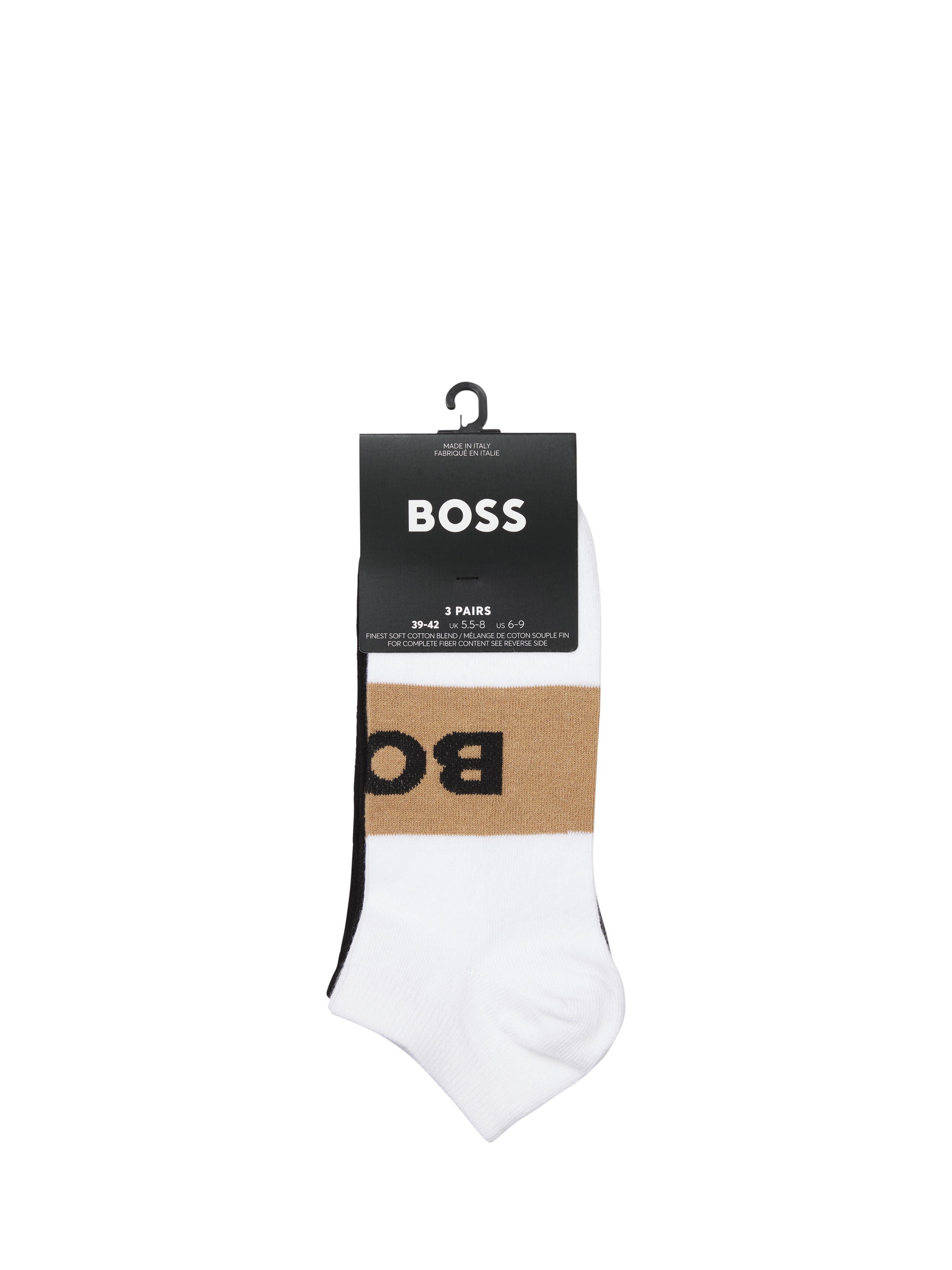 Product image 2 of 3, which shows HUGO BOSS BOSS Cotton Blend Ankle Socks, Pack of 3, Multi, 5-8.5