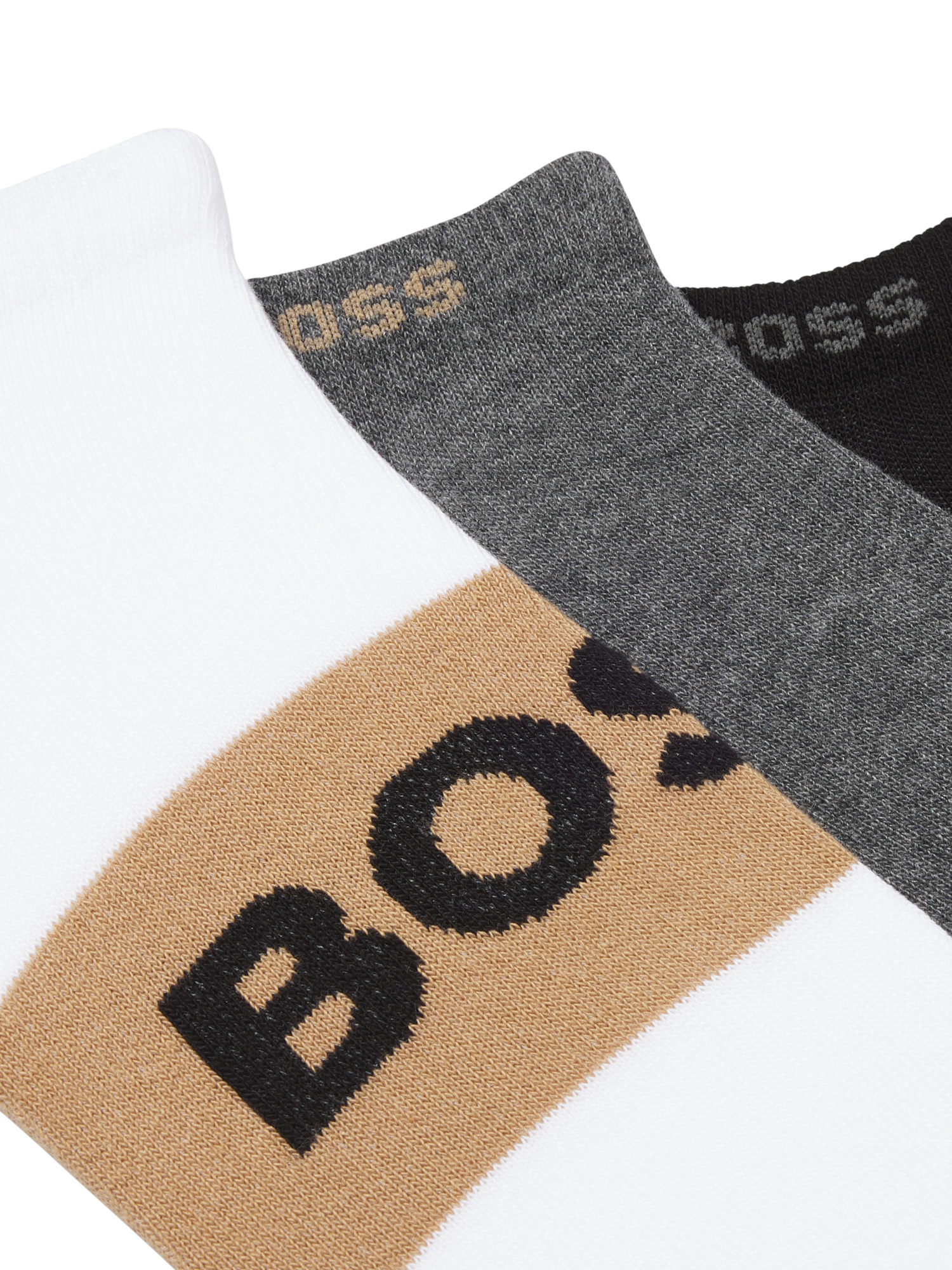 Product image 3 of 3, which shows HUGO BOSS BOSS Cotton Blend Ankle Socks, Pack of 3, Multi, 5-8.5