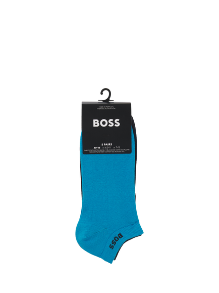 HUGO BOSS BOSS Logo Cotton Blend Ankle Socks, Pack of 5 - view 2, Blue/Multi