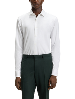HUGO BOSS HUGO Herringbone Slim Fit Cotton Shirt, White