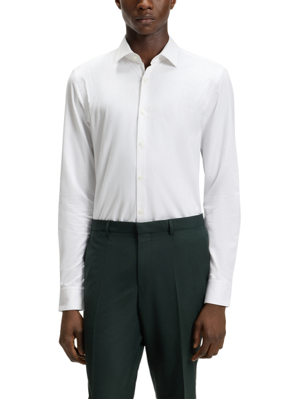 HUGO BOSS HUGO Herringbone Slim Fit Cotton Shirt, White