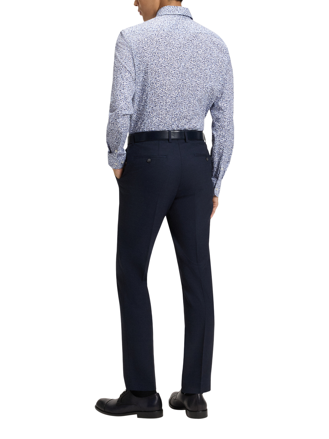 Product image 2 of 6, which shows HUGO BOSS BOSS Floral Print Cotton Blend Shirt, Light Blue, 15
