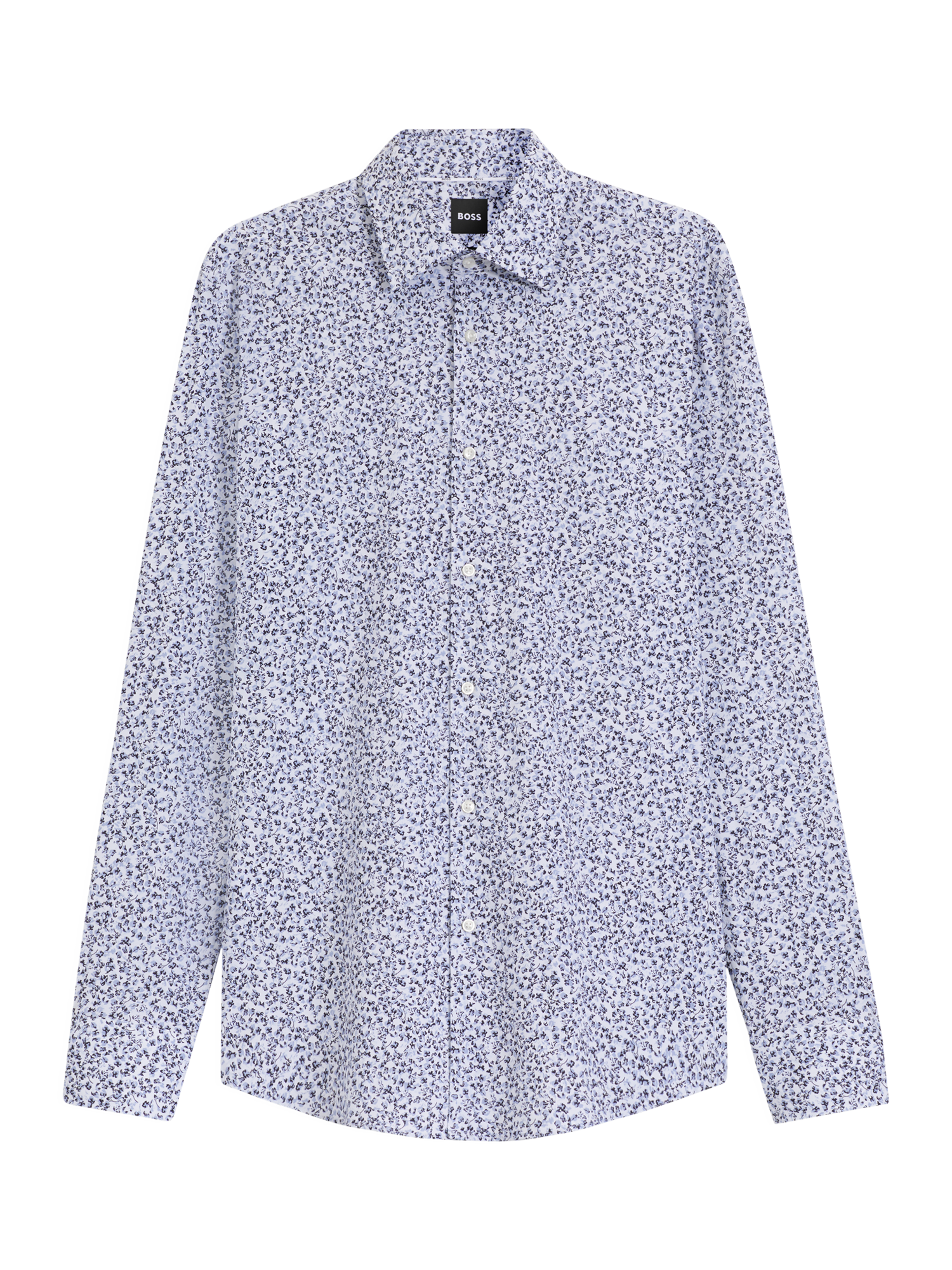 Product image 4 of 6, which shows HUGO BOSS BOSS Floral Print Cotton Blend Shirt, Light Blue, 15