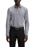 BOSS Cotton Regular Fit Stripe Shirt, Blue/Multi