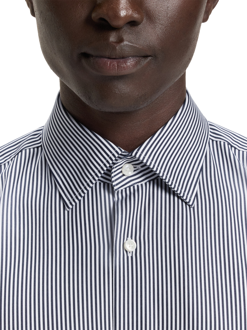 Product image 5 of 6, which shows BOSS Cotton Regular Fit Stripe Shirt, Blue/Multi, 15.75