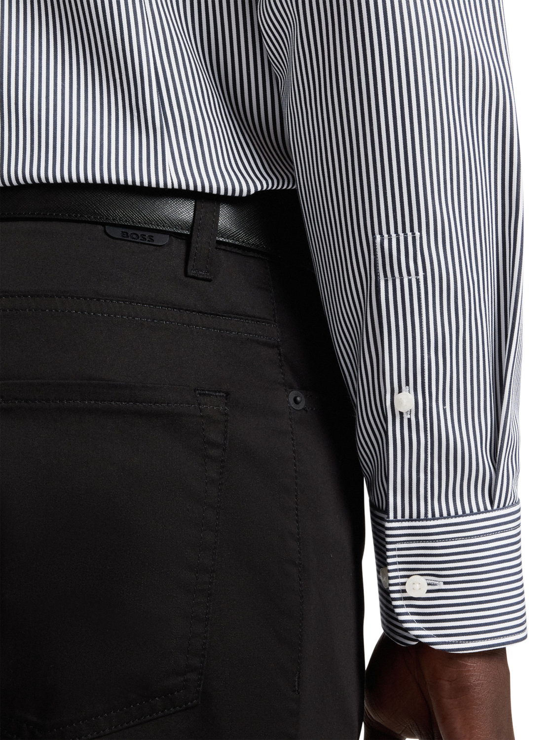 Product image 6 of 6, which shows BOSS Cotton Regular Fit Stripe Shirt, Blue/Multi, 15.75