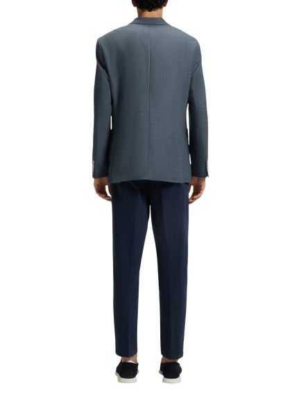 BOSS Regular Fit Single Breasted Check Wool Blend Suit Blazer, Dark Blue - view 2, Dark Blue