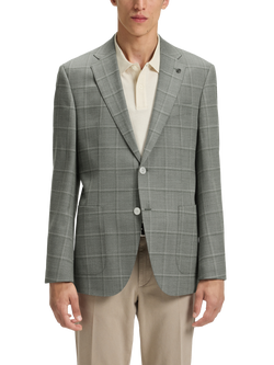 BOSS Regular Fit Wool Blend Check Suit Jacket, Green/Multi, Green/Multi