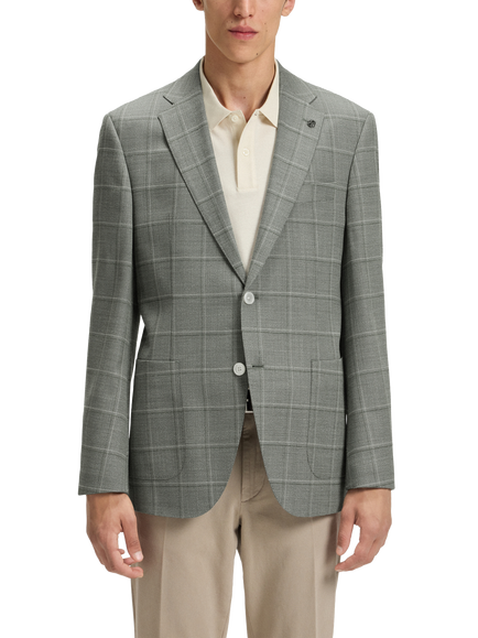 BOSS Regular Fit Wool Blend Check Suit Jacket, Green/Multi, Green/Multi