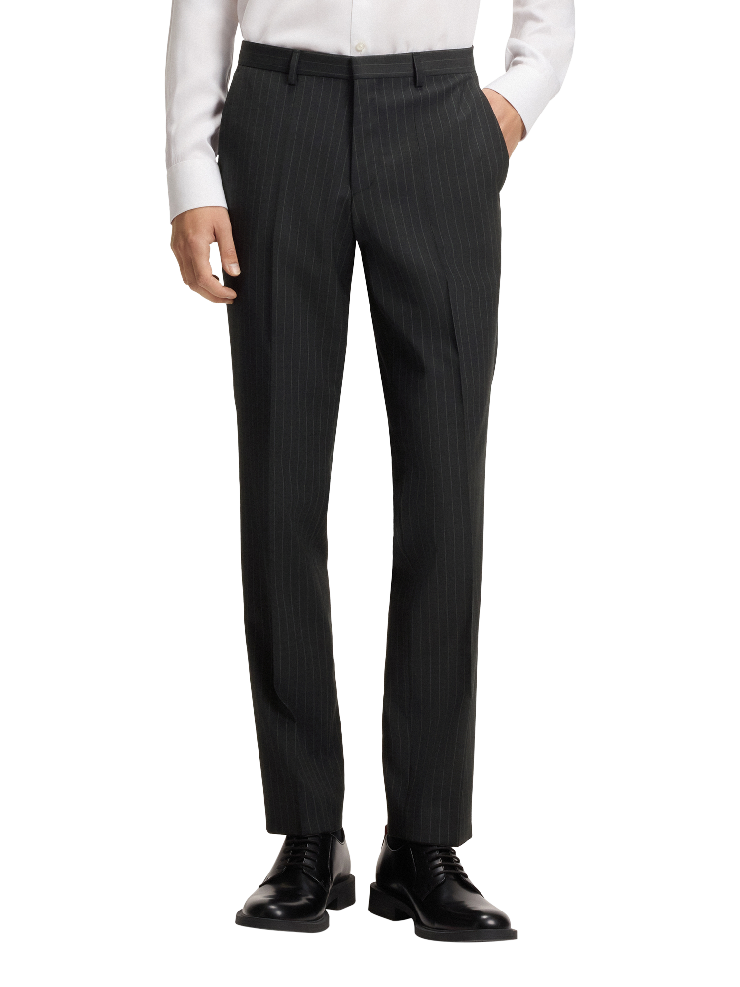 Product image 1 of 6, which shows HUGO Super Slim Fit Wool Blend Suit Trousers, Dark Grey/Multi, 30R