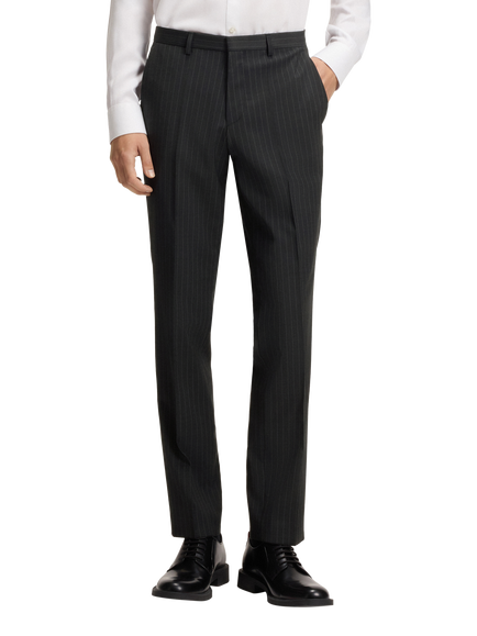 HUGO Super Slim Fit Wool Blend Suit Trousers, Dark Grey/Multi, Dark Grey/Multi