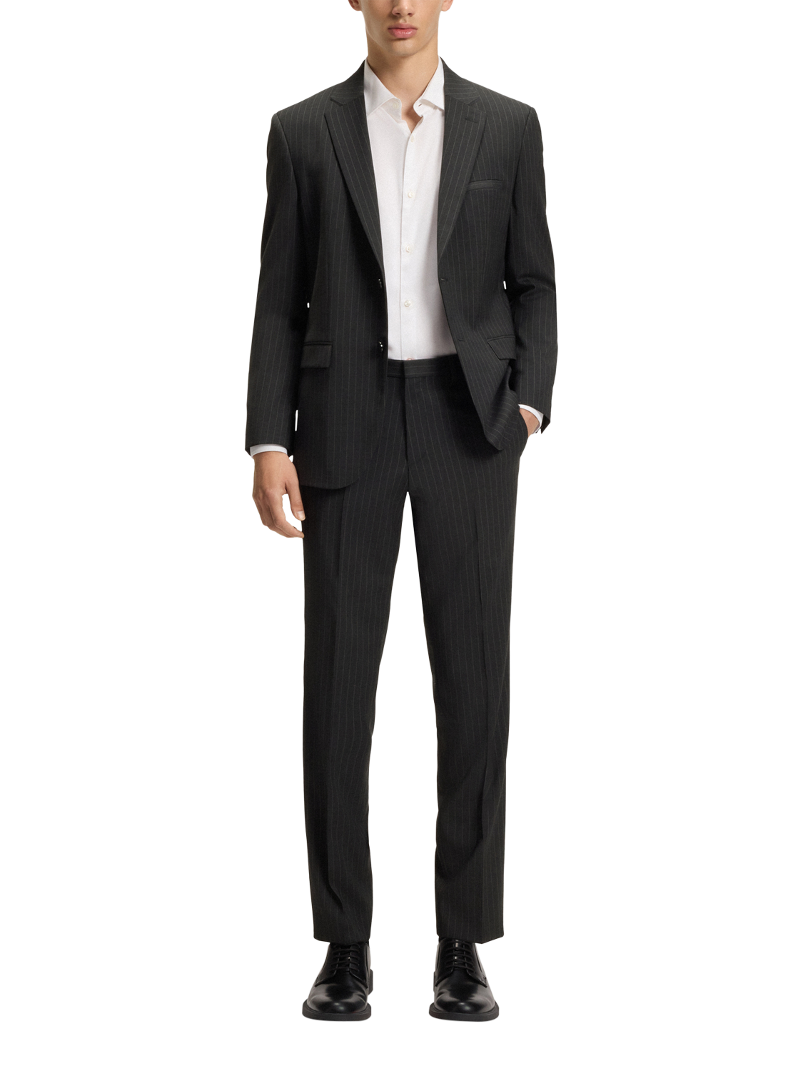 Product image 3 of 6, which shows HUGO Super Slim Fit Wool Blend Suit Trousers, Dark Grey/Multi, 30R