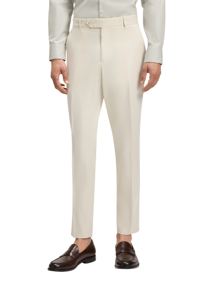 BOSS Tapered Fit Cotton Blend Suit Trousers, White, White