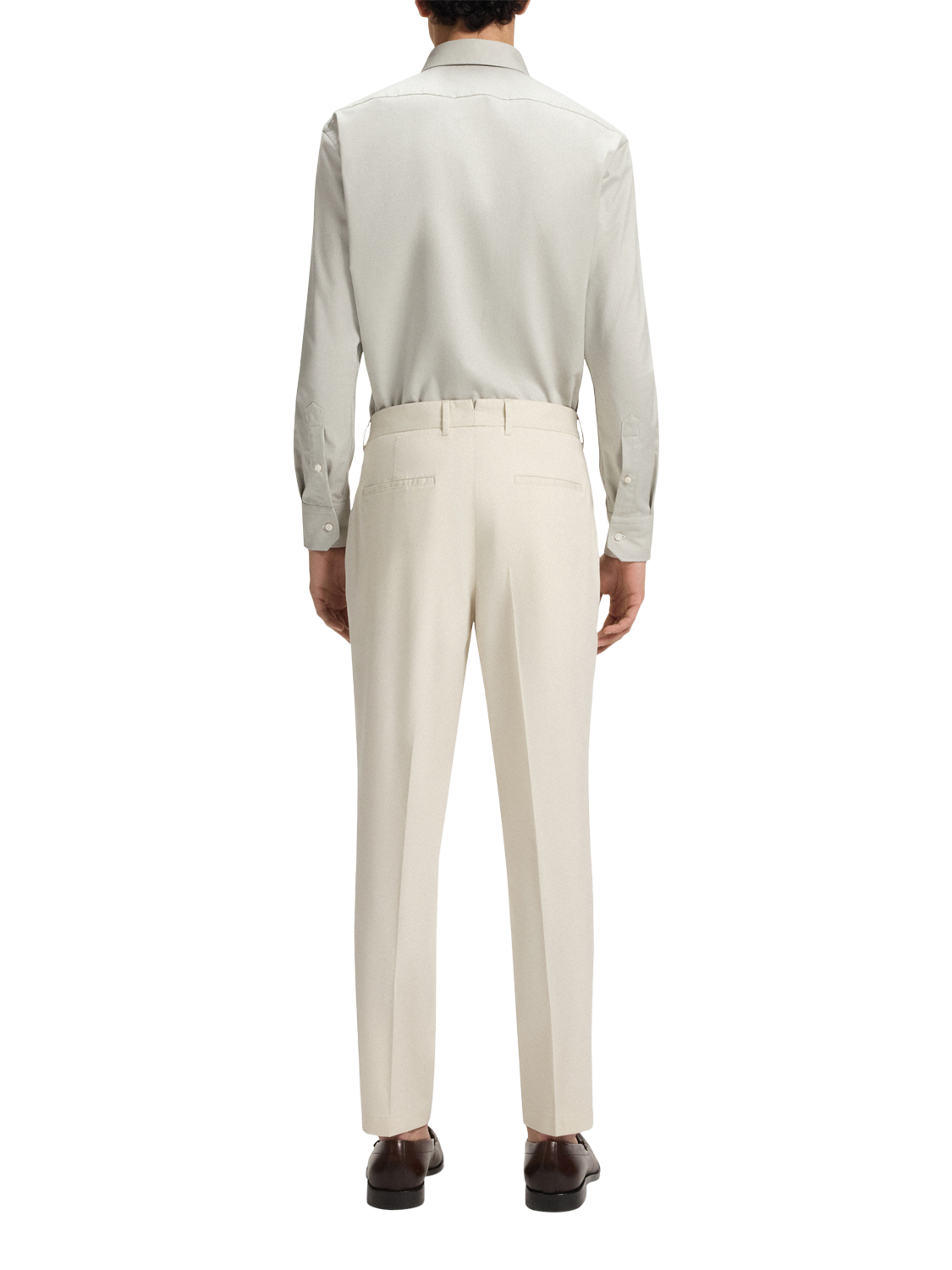 Product image 2 of 6, which shows BOSS Tapered Fit Cotton Blend Suit Trousers, White, 28R