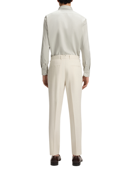 BOSS Tapered Fit Cotton Blend Suit Trousers, White - view 2, White
