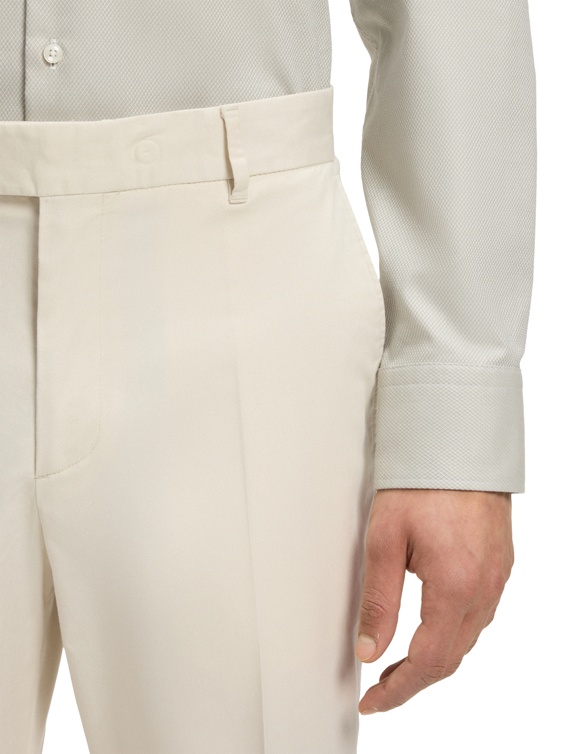 Product image 5 of 6, which shows BOSS Tapered Fit Cotton Blend Suit Trousers, White, 28R