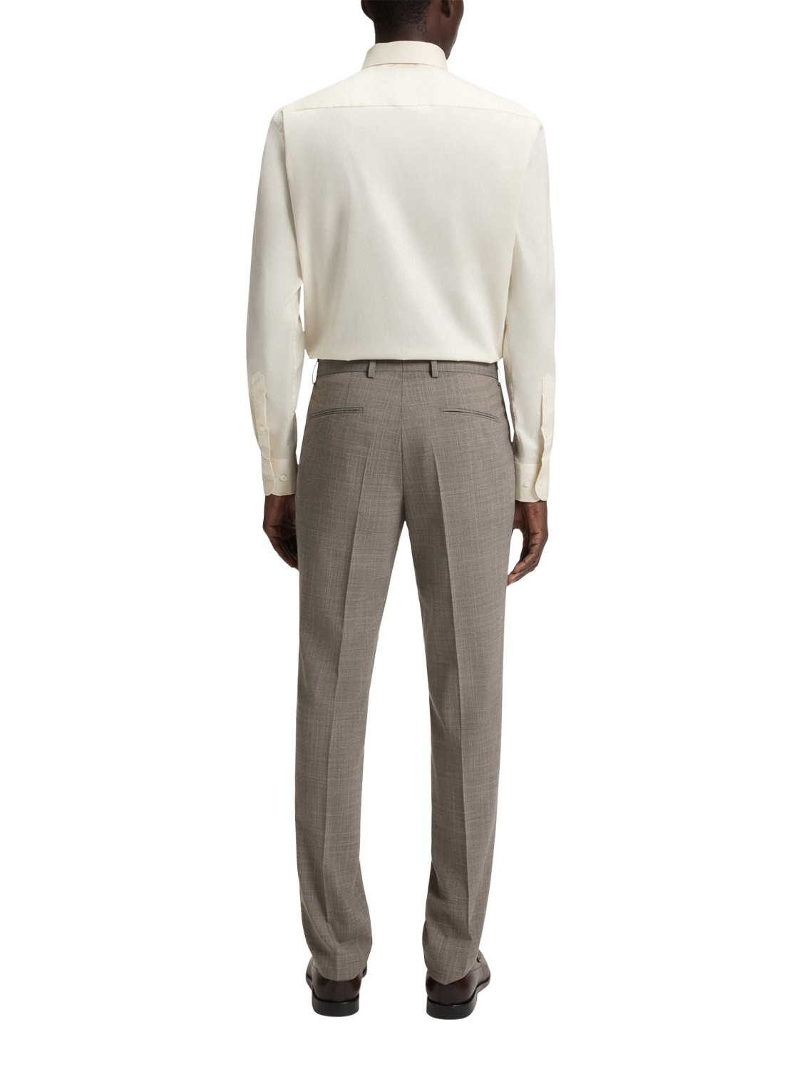 Product image 2 of 6, which shows HUGO BOSS BOSS Regular Fit Suit Trousers, Dark Beige, 32R