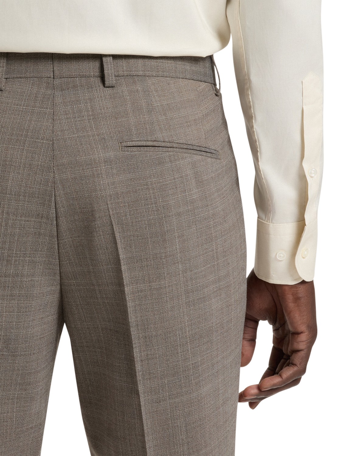 Product image 6 of 6, which shows HUGO BOSS BOSS Regular Fit Suit Trousers, Dark Beige, 32R