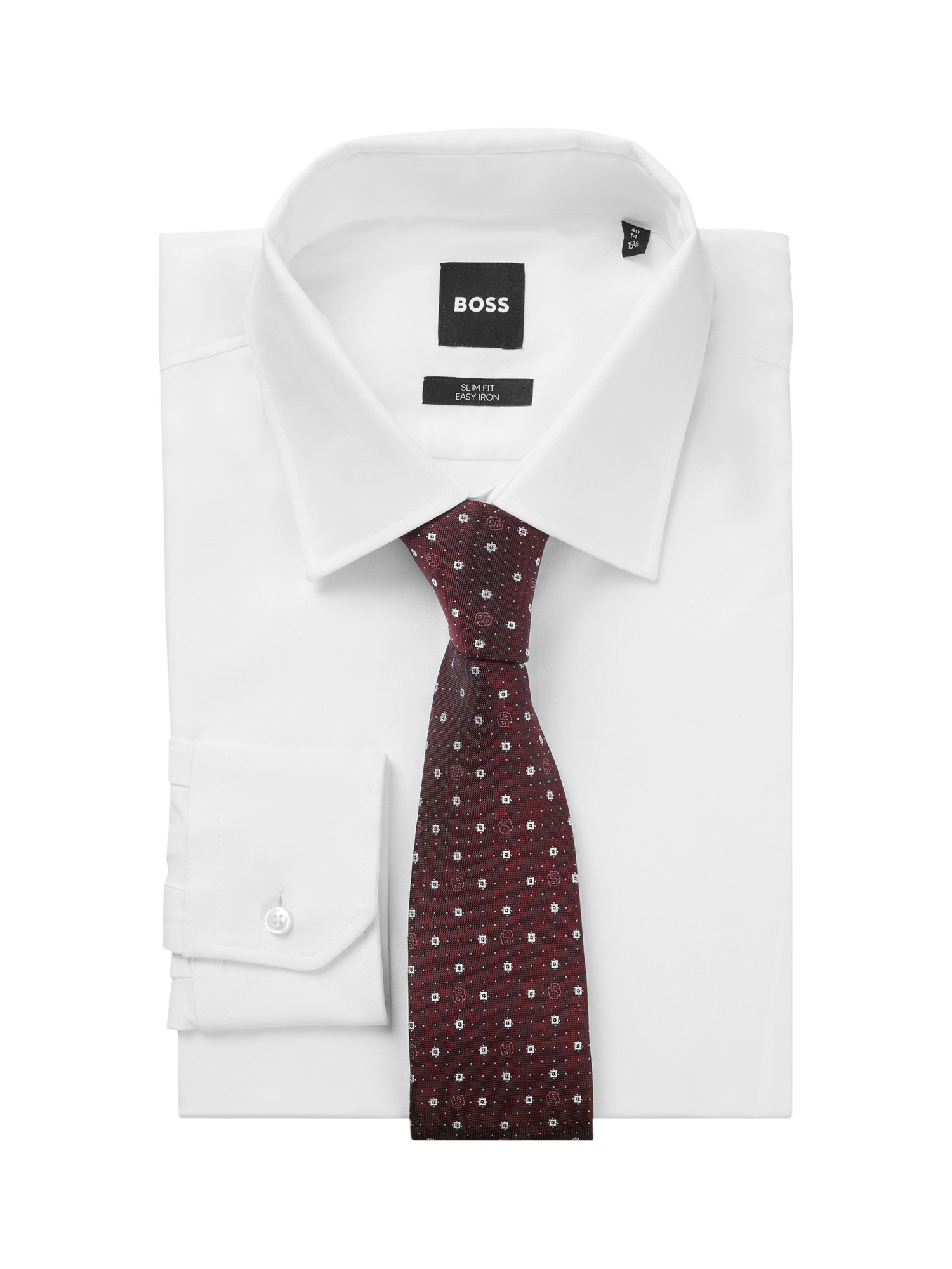 Product image 1 of 4, which shows BOSS Silk Blend Patterned Tie, Red/Multi, One Size