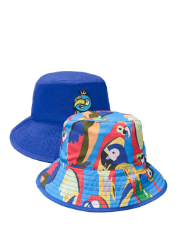 Roarsome x BUGBEE Kids' Squark The Parrot Reversible Bucket Hat, Blue, Blue Multi