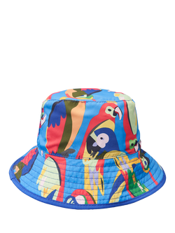 Roarsome x BUGBEE Kids' Squark The Parrot Reversible Bucket Hat, Blue - view 2, Blue Multi
