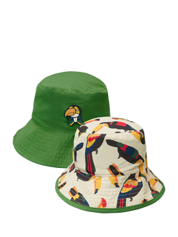 Roarsome x BUGBEE Kids' Beak The Toucan Reversible Bucket Hat, Green Multi - view 2, Green Multi