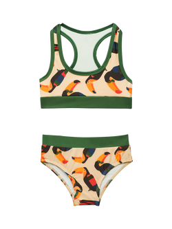 Roarsome x BUGBEE Kids' Beak The Toucan Bikini, Green Multi, Green Multi