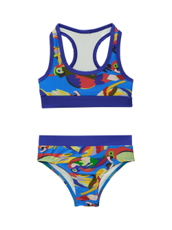 Roarsome x BUGBEE Kids' Squawk the Parrot Bikini Set, Blue Multi, Blue Multi