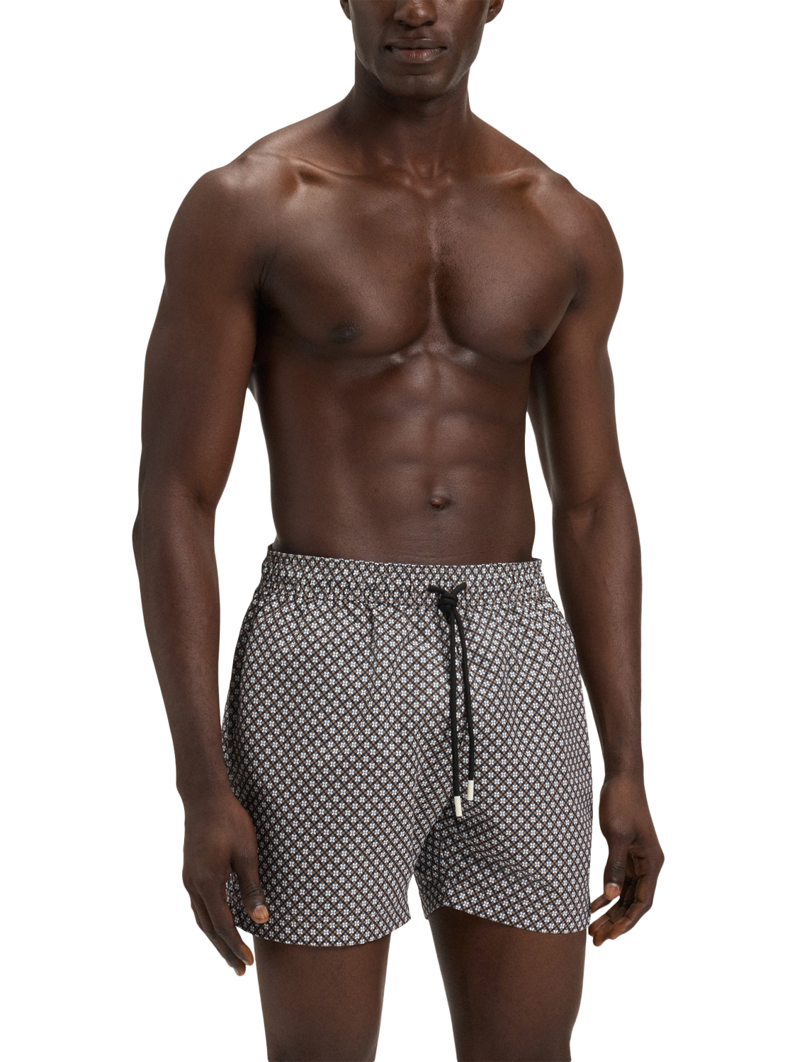 Product image 1 of 4, which shows HUGO BOSS BOSS Geometric Print Swim Shorts, Black, S