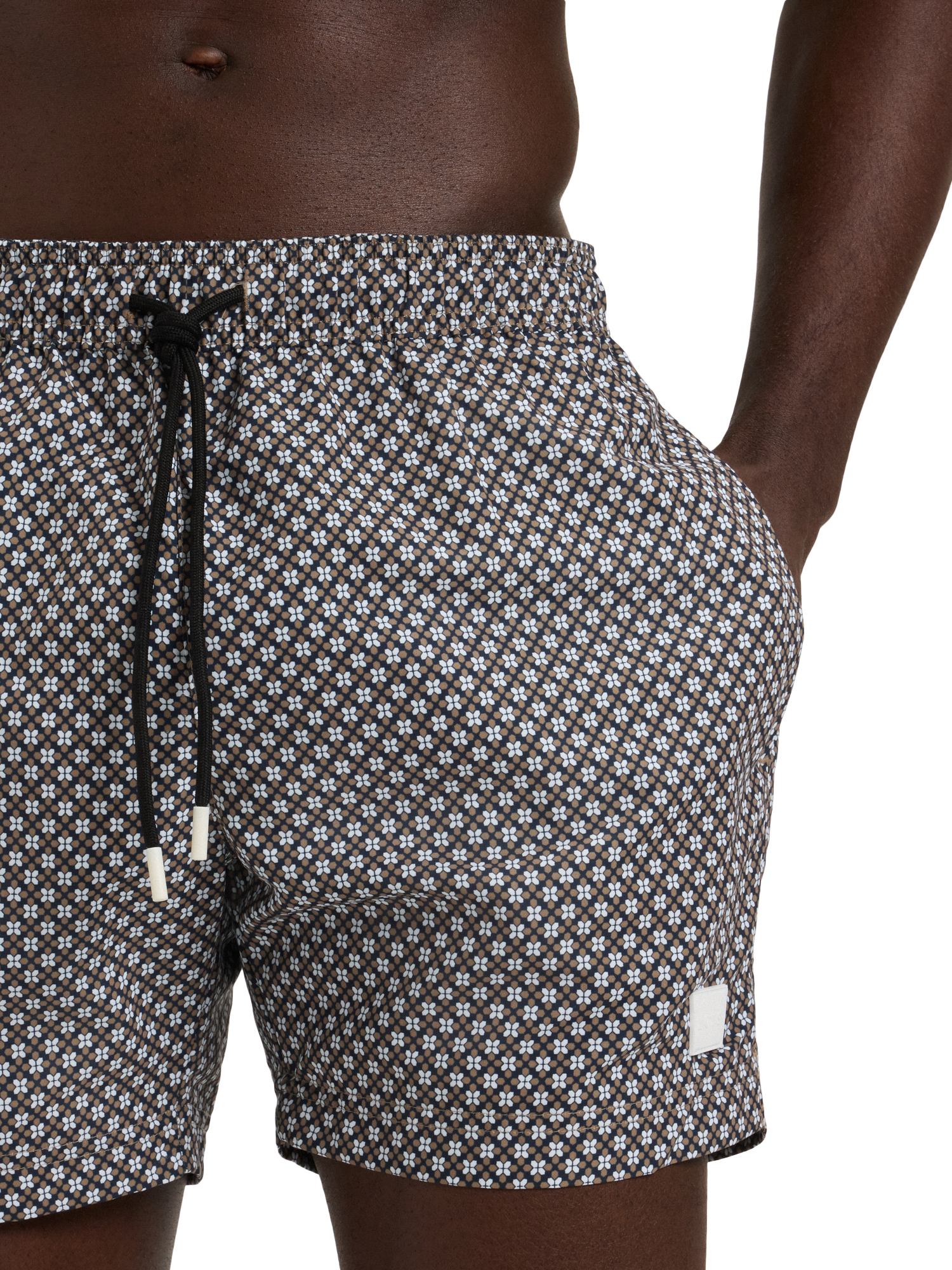 Product image 4 of 4, which shows HUGO BOSS BOSS Geometric Print Swim Shorts, Black, S