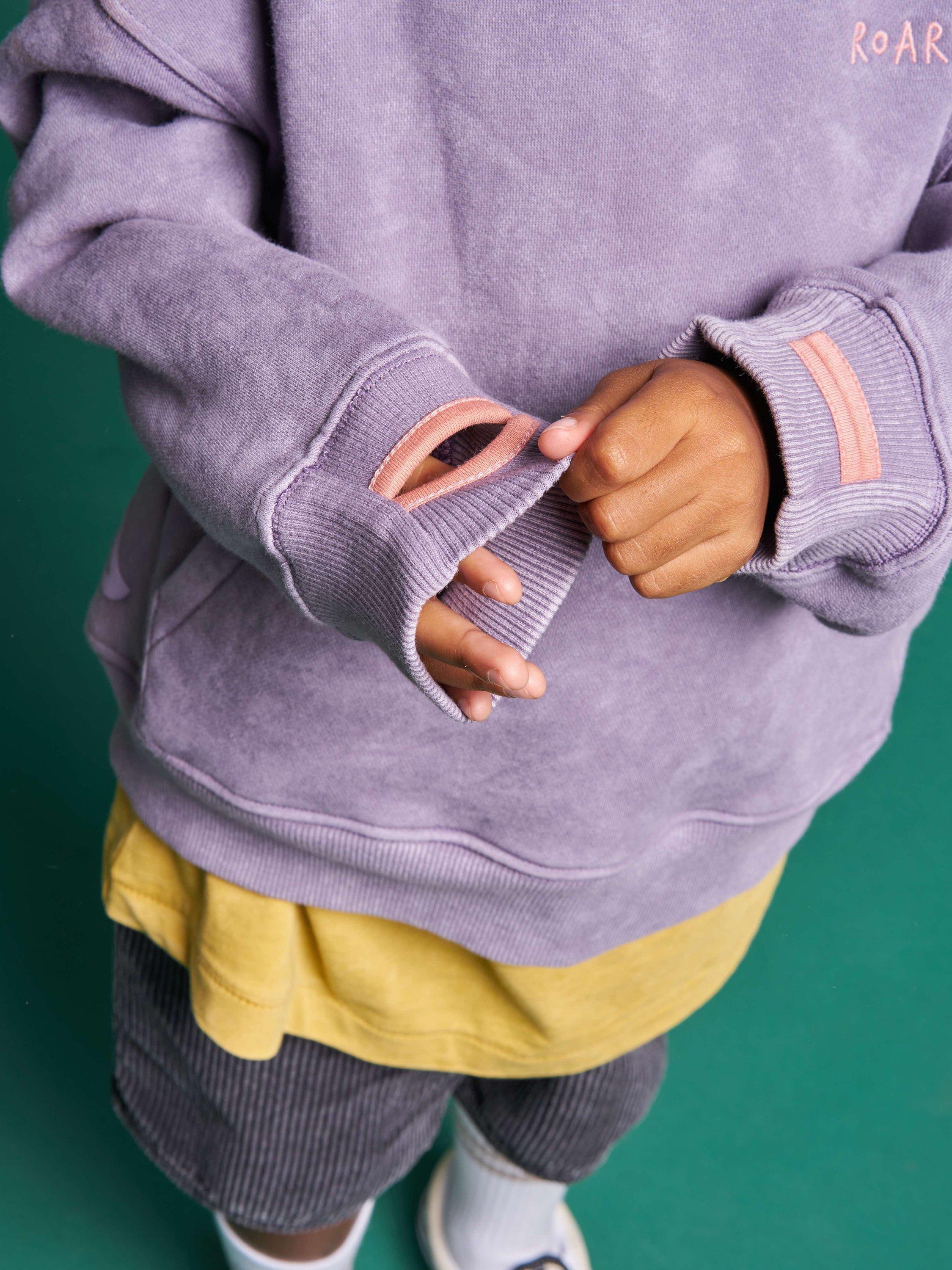 Product image 3 of 3, which shows Roarsome Kids' Organic Cotton Character Graphic Hoodie, Lilac, 1-2 years
